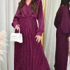 Wholesale ⌛ IKRUSH Bianca Wrap Front Textured Maxi 👗 Dress In Purple 🌟