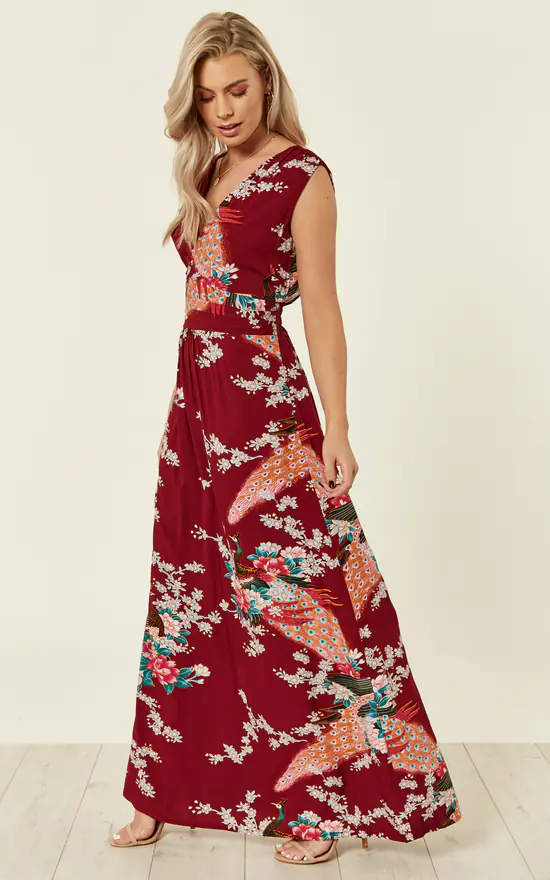 Best Sale π Ruby Rocks Claret Peacock And Floral π Summer Maxi π Dress β¨ 4 Best Sale π Ruby Rocks Claret Peacock And Floral π Summer Maxi π Dress β¨ - Image 2