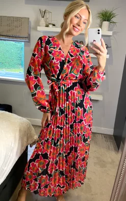 Best reviews of 🥰 KURT MULLER Pink And Orange Floral Crossover Wrap Maxi 👗 Dress With Long Sleeves ⌛ -Alie Street Shop unnamed file 2547