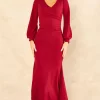 Wholesale 🌟 Feverfish Maxi Long Sleeve Ruched Wrap 👗 Dress Burgundy Red 🎁 -Alie Street Shop unnamed file 2550