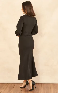Cheap ✨ Feverfish Maxi Long Sleeve Ruched Wrap 👗 Dress Black 🛒 -Alie Street Shop unnamed file 2557