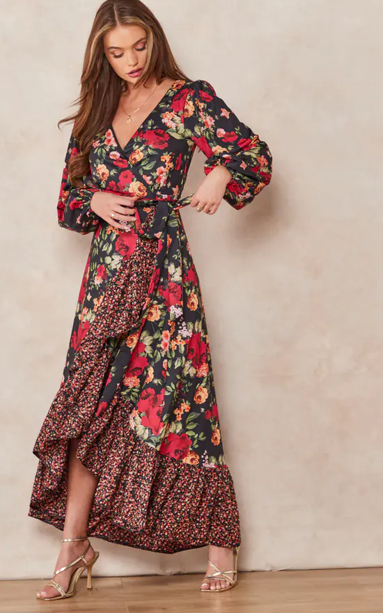 Promo π Goddiva Frill Hem Wrap Maxi π Dress In Red Print π₯° 4 Promo π Goddiva Frill Hem Wrap Maxi π Dress In Red Print π₯° - Image 2