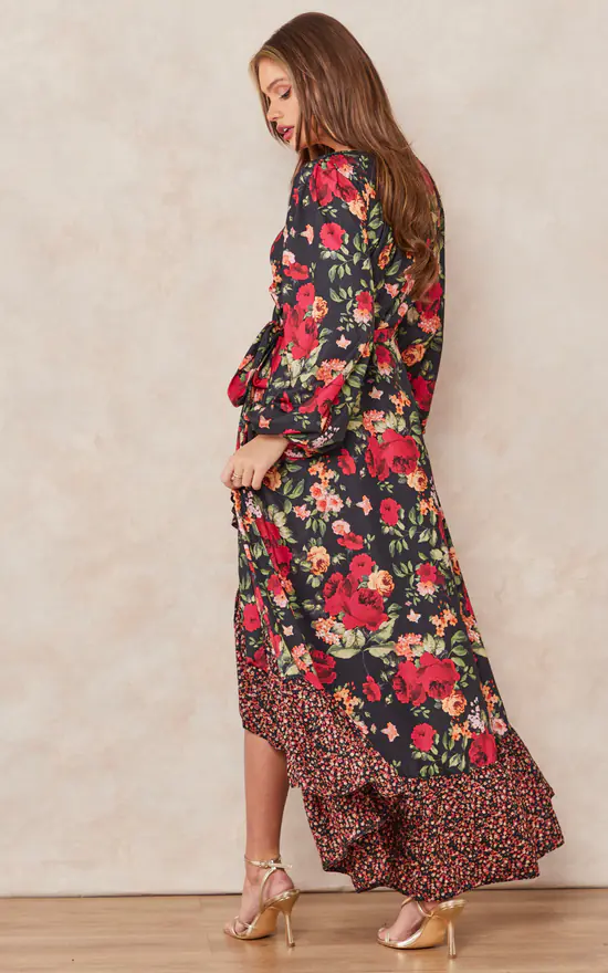 Promo π Goddiva Frill Hem Wrap Maxi π Dress In Red Print π₯° 6 Promo π Goddiva Frill Hem Wrap Maxi π Dress In Red Print π₯° - Image 4