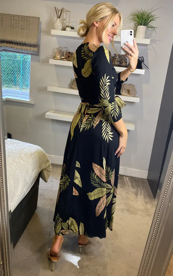 Best deal π€© Izabel London Multi Black Leaf Print Wrap Front Maxi π Dress π 6 Best deal π€© Izabel London Multi Black Leaf Print Wrap Front Maxi π Dress π - Image 4