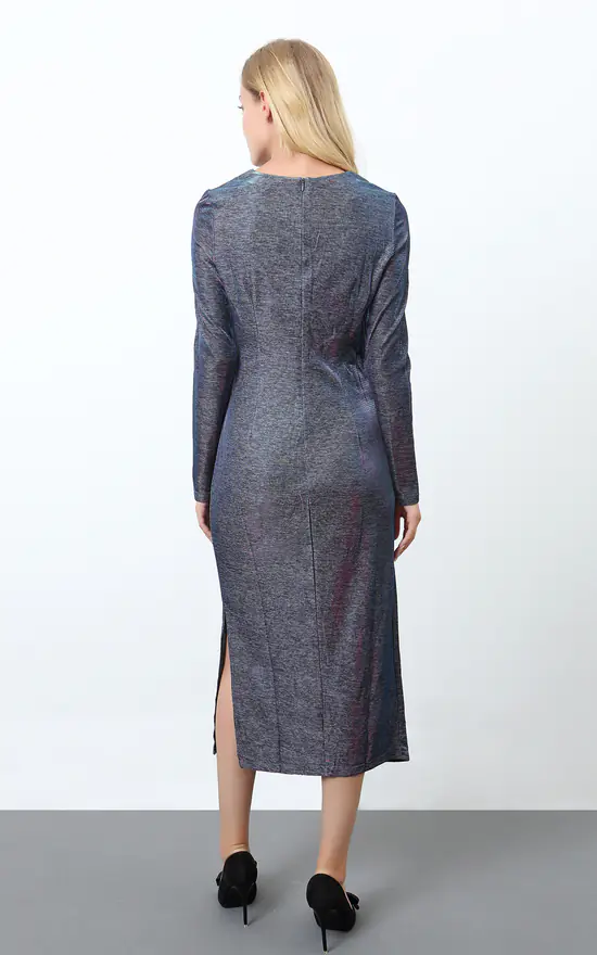 Buy π Smart And Joy Fitted Draped Maxi With Long Sleeves In Metallic Silver β¨ 5 Buy π Smart And Joy Fitted Draped Maxi With Long Sleeves In Metallic Silver β¨ - Image 3