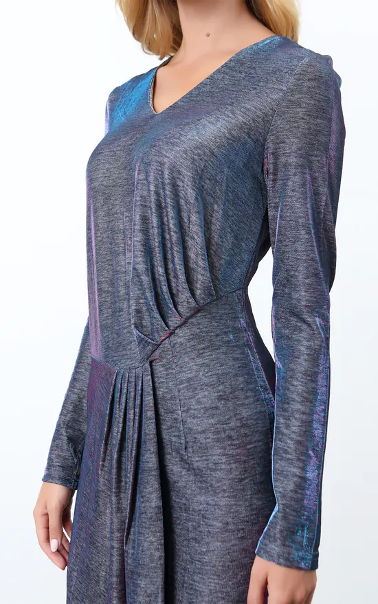 Buy π Smart And Joy Fitted Draped Maxi With Long Sleeves In Metallic Silver β¨ 6 Buy π Smart And Joy Fitted Draped Maxi With Long Sleeves In Metallic Silver β¨ - Image 4