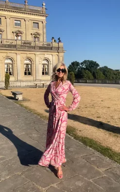 Deals 🛒 The 👗 Dress Cellar Wrap Maxi 👗 Dress With Deep Frill In Pink Swirl Print 🔔 -Alie Street Shop unnamed file 2607