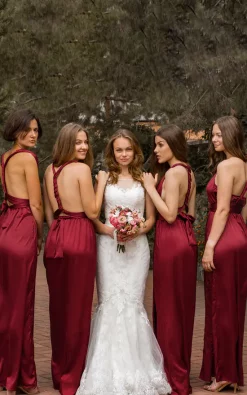 Deals 🔔 IDentity Lingerie Silk Satin Wrap Infinity Bridesmaid 👗 Dress In Burgundy ✨ -Alie Street Shop unnamed file 2633
