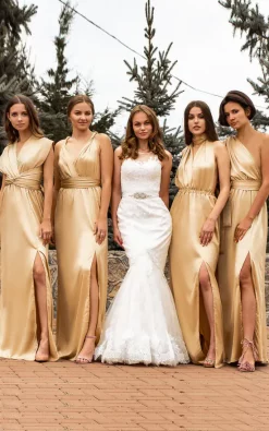 Flash Sale 🧨 IDentity Lingerie Silk Satin Wrap Multiway Bridesmaid 👗 Dress In Gold ⭐ -Alie Street Shop unnamed file 2644