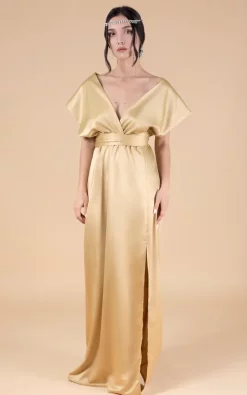Flash Sale 🧨 IDentity Lingerie Silk Satin Wrap Multiway Bridesmaid 👗 Dress In Gold ⭐ -Alie Street Shop unnamed file 2645