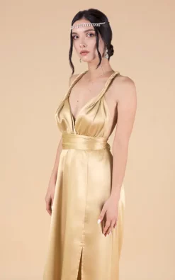 Flash Sale 🧨 IDentity Lingerie Silk Satin Wrap Multiway Bridesmaid 👗 Dress In Gold ⭐ -Alie Street Shop unnamed file 2646