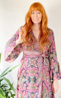 Budget 🥰 LEONORA GYPSY Ophelia Purple Printed Silk Wrap Boho Maxi 👗 Dress 🔥 -Alie Street Shop unnamed file 2669