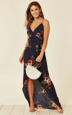 Best Pirce 👏 Girl In Mind Exclusive Mia Navy Floral Wrap 👗 Dress ❤️