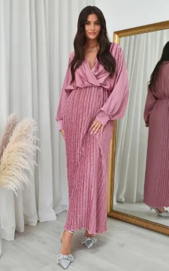 Promo 🥰 IKRUSH Bianca Wrap Front Textured Maxi 👗 Dress In Pink 😀 -Alie Street Shop unnamed file 2696