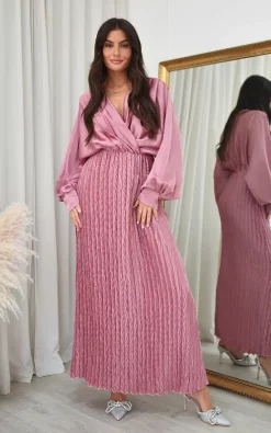 Promo 🥰 IKRUSH Bianca Wrap Front Textured Maxi 👗 Dress In Pink 😀 -Alie Street Shop unnamed file 2697