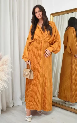 Best Pirce 😀 IKRUSH Bianca Wrap Front Textured Maxi 👗 Dress In Mustard ❤️ -Alie Street Shop unnamed file 2701