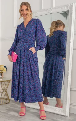 Best Sale ❤️ Jolie Moi Nancy Long Sleeve Maxi 👗 Dress, Blue Animal 👏 -Alie Street Shop unnamed file 2714