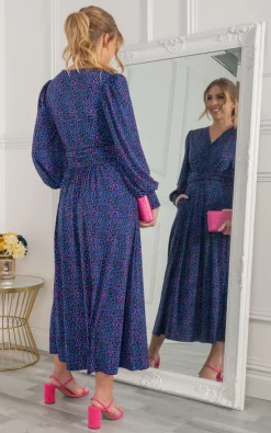 Best Sale ❤️ Jolie Moi Nancy Long Sleeve Maxi 👗 Dress, Blue Animal 👏 -Alie Street Shop unnamed file 2715