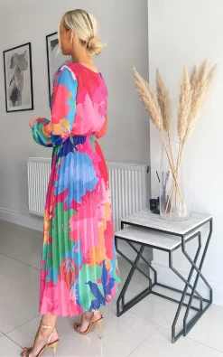 Best Sale ⭐ IKRUSH Delilah Pleated Wrap Front Maxi 👗 Dress In Fuschia 😍 -Alie Street Shop unnamed file 2759