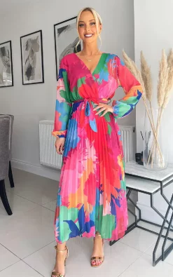 Best Sale ⭐ IKRUSH Delilah Pleated Wrap Front Maxi 👗 Dress In Fuschia 😍 -Alie Street Shop unnamed file 2760