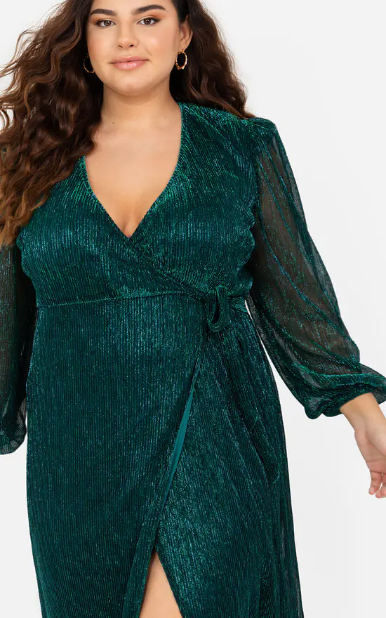 Promo π Lovedrobe Curve Green Shimmer Wrap π Dress β 6 Promo π Lovedrobe Curve Green Shimmer Wrap π Dress β - Image 4