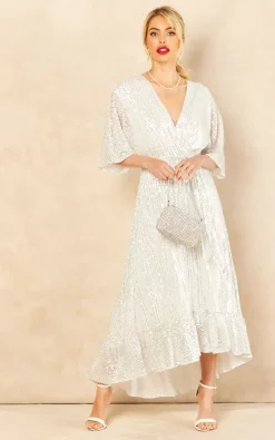 Discount 👍 Bella And Blue Sequin Plunge Maxi 👗 Dress In Silver ⭐ -Alie Street Shop unnamed file 2774