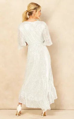 Discount 👍 Bella And Blue Sequin Plunge Maxi 👗 Dress In Silver ⭐ -Alie Street Shop unnamed file 2775