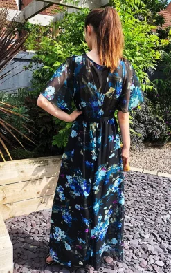 Flash Sale 😍 CY Boutique Short Sleeve Wrap Maxi 👗 Dress In Black Blue Floral Print ❤️ -Alie Street Shop unnamed file 2785