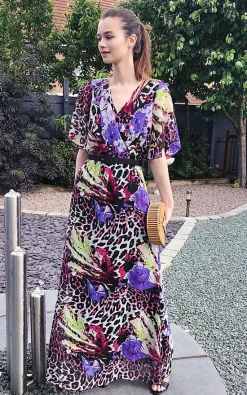 Buy 🤩 CY Boutique Short Sleeve Wrap Maxi 👗 Dress In Multi Purple Leopard Print 😀 -Alie Street Shop unnamed file 2791