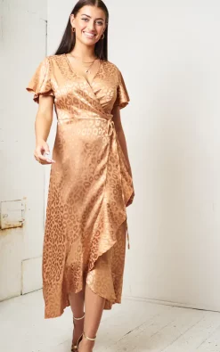 Best Sale ✔️ Love Frontrow Jacquard Leopard Print Angel Sleeve Wrap 👗 Dress | Gold 🛒 -Alie Street Shop unnamed file 2795