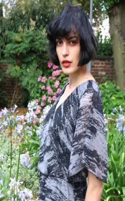 Top 10 🔔 CY Boutique Short Sleeve Wrap Maxi 👗 Dress In Black And Grey Abstract Stripe Print 🔥 -Alie Street Shop unnamed file 2799