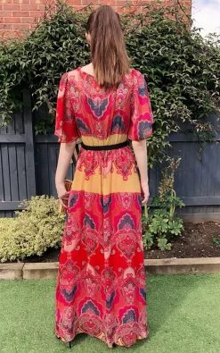 New 🤩 CY Boutique Short Sleeve Wrap Maxi 👗 Dress In Red Color Print 😉 -Alie Street Shop unnamed file 2805