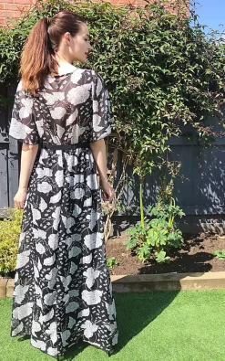 Best Pirce 🛒 CY Boutique Short Sleeve Wrap Maxi 👗 Dress In Black Rose Floral 😉 -Alie Street Shop unnamed file 2808