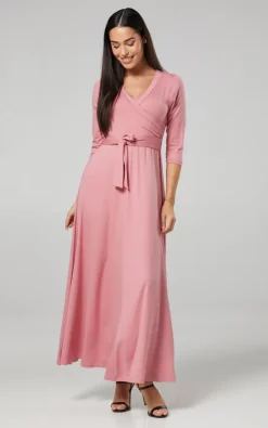 Budget ❤️ Happy Mama Maternity & Nursing Maxi 👗 Dress In Dusky Pink 👏 -Alie Street Shop unnamed file 2880