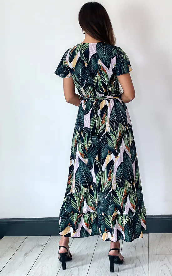 Wholesale π― TENKI LONDON Leaf Print Ruffle Wrap Maxi π Dress In Green β 6 Wholesale π― TENKI LONDON Leaf Print Ruffle Wrap Maxi π Dress In Green β - Image 4