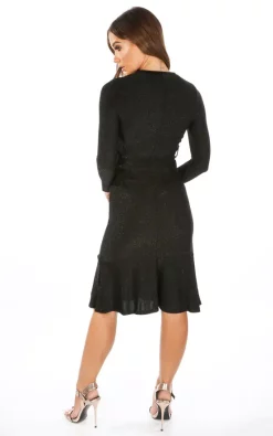 Brand new 👍 Dressed In Lucy Black Lurex Wrap Midi 👗 Dress 👏 -Alie Street Shop unnamed file 2917