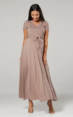 Budget 🎉 Happy Mama Maternity & Nursing Cappucino Maxi 👗 Dress 🎁