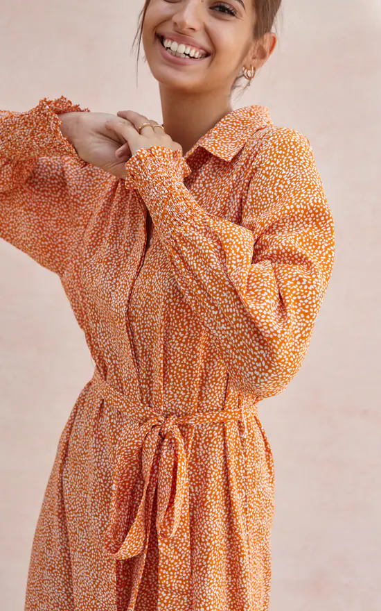 Buy π Charli Long Sleeve Maxi π Shirt π Dress In Orange Print π 3 Buy π Charli Long Sleeve Maxi π Shirt π Dress In Orange Print π