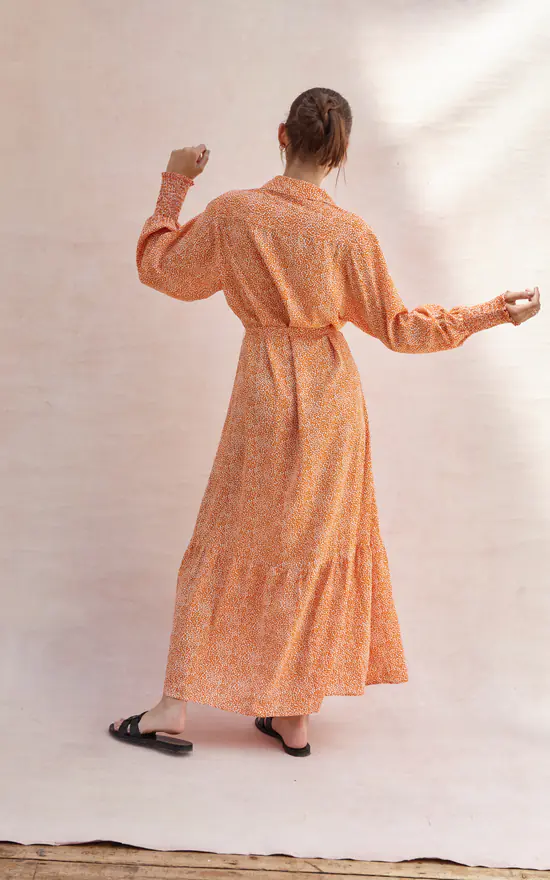 Buy π Charli Long Sleeve Maxi π Shirt π Dress In Orange Print π 6 Buy π Charli Long Sleeve Maxi π Shirt π Dress In Orange Print π - Image 4