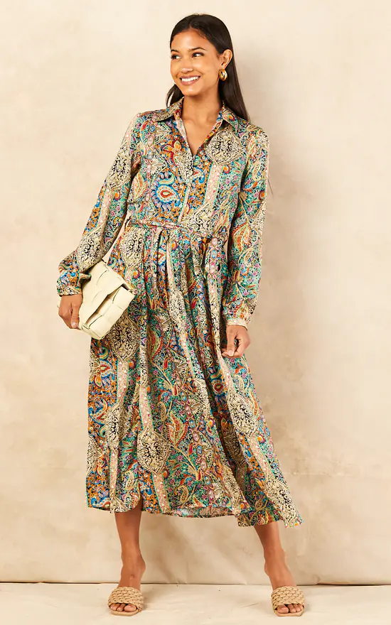 Deals π LOVE SUNSHINE Green Luxury Paisley Print Midmaxi π Shirt π Dress π 5 Deals π LOVE SUNSHINE Green Luxury Paisley Print Midmaxi π Shirt π Dress π - Image 3