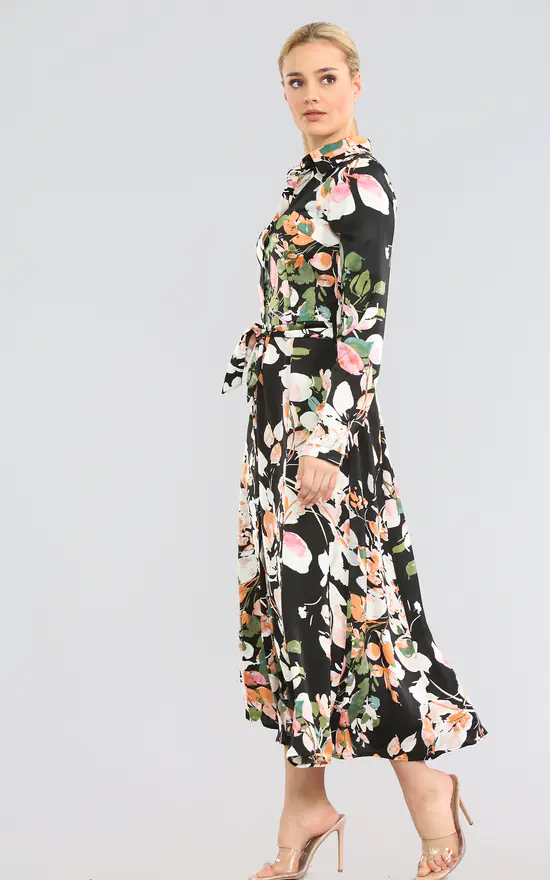 Best Sale 𧨠LOVE SUNSHINE Black Floral Print Cotton Satin Maxi π Dress β 5 Best Sale 𧨠LOVE SUNSHINE Black Floral Print Cotton Satin Maxi π Dress β - Image 3