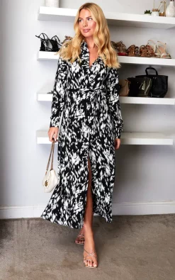New 😍 ANGELEYE Printed Maxi 👚 Shirt 👗 Dress In Black 🔔 -Alie Street Shop unnamed file 3065