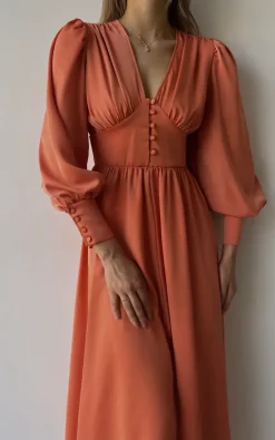 Deals 🤩 KANDS LONDON Alicia Satin Button Down 👗 Dress In Salmon 👏 -Alie Street Shop unnamed file 3072