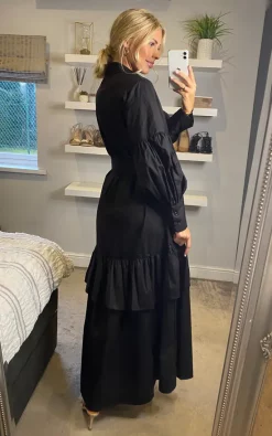 Brand new ❤️ CY Boutique Puff Sleeve 👚 Shirt 👗 Dress With Tiered Hem 👗 Skirt In Black ✔️ -Alie Street Shop unnamed file 3076