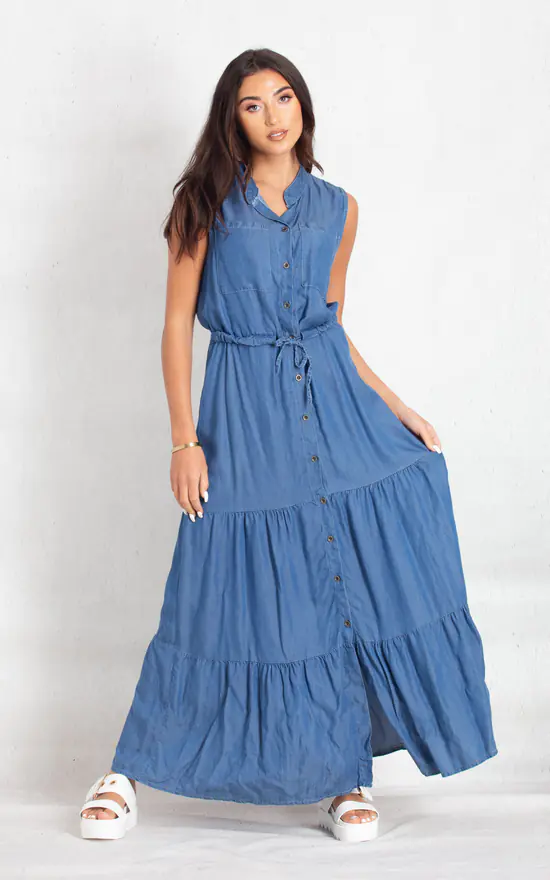 Best deal β¨ Boutique Store Navy Denim Belted Maxi Tiered π Shirt π Dress βοΈ 5 Best deal β¨ Boutique Store Navy Denim Belted Maxi Tiered π Shirt π Dress βοΈ - Image 4