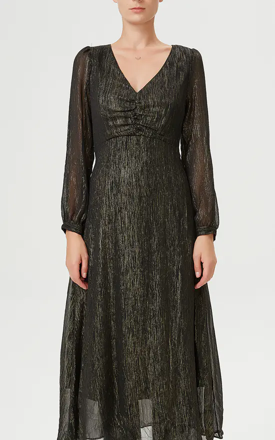 Coupon β¨ Smart And Joy Black And Gold Glitter Sheer Long Sleeve Midaxi π Dress With V Neckline π 6 Coupon β¨ Smart And Joy Black And Gold Glitter Sheer Long Sleeve Midaxi π Dress With V Neckline π - Image 4