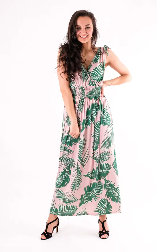 Deals βοΈ Pinstripe Elasticated Waist Leaf Print Maxi π Dress In Pink β 3 Deals βοΈ Pinstripe Elasticated Waist Leaf Print Maxi π Dress In Pink β
