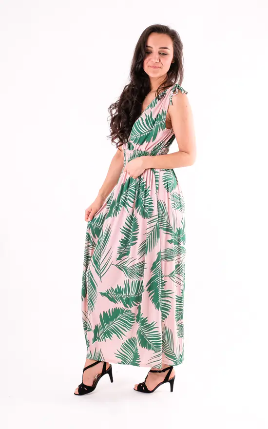 Deals βοΈ Pinstripe Elasticated Waist Leaf Print Maxi π Dress In Pink β 4 Deals βοΈ Pinstripe Elasticated Waist Leaf Print Maxi π Dress In Pink β - Image 2