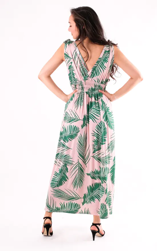 Deals βοΈ Pinstripe Elasticated Waist Leaf Print Maxi π Dress In Pink β 5 Deals βοΈ Pinstripe Elasticated Waist Leaf Print Maxi π Dress In Pink β - Image 3