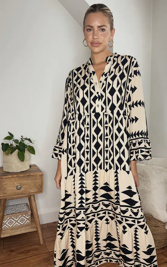 Hot Sale π₯° IKRUSH Rosie Button Down Printed Maxi π Dress In Black π 6 Hot Sale π₯° IKRUSH Rosie Button Down Printed Maxi π Dress In Black π - Image 4